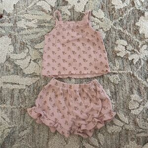 Quincy Mae Pink Floral Tank Top and Shorts Set
